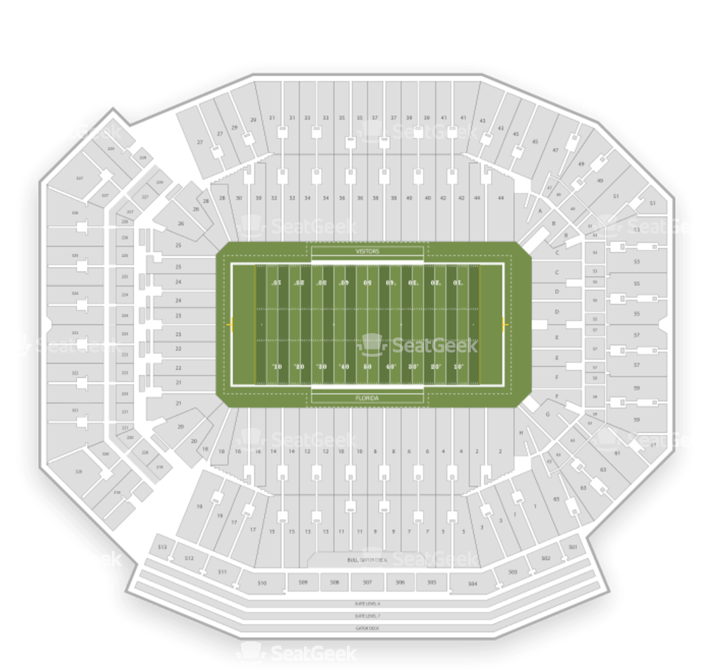 Download Florida Gators Football Seating Chart Map Seatgeek - Ben Hill