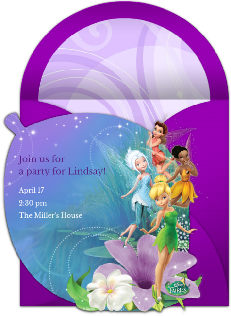 Disney Fairies Online Invitation - Tinkerbell Birthday Invitation Cards Clipart (476x650), Png Download