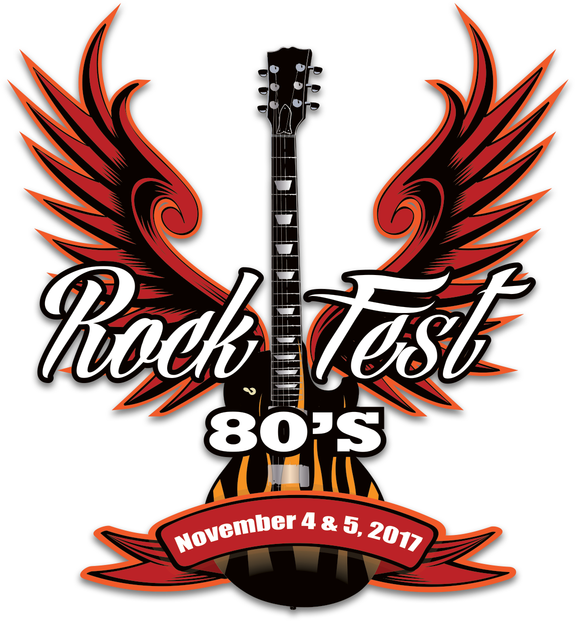 Rockfest 80s Full Logo Transparent Background - Guitar Clipart (1238x1328), Png Download