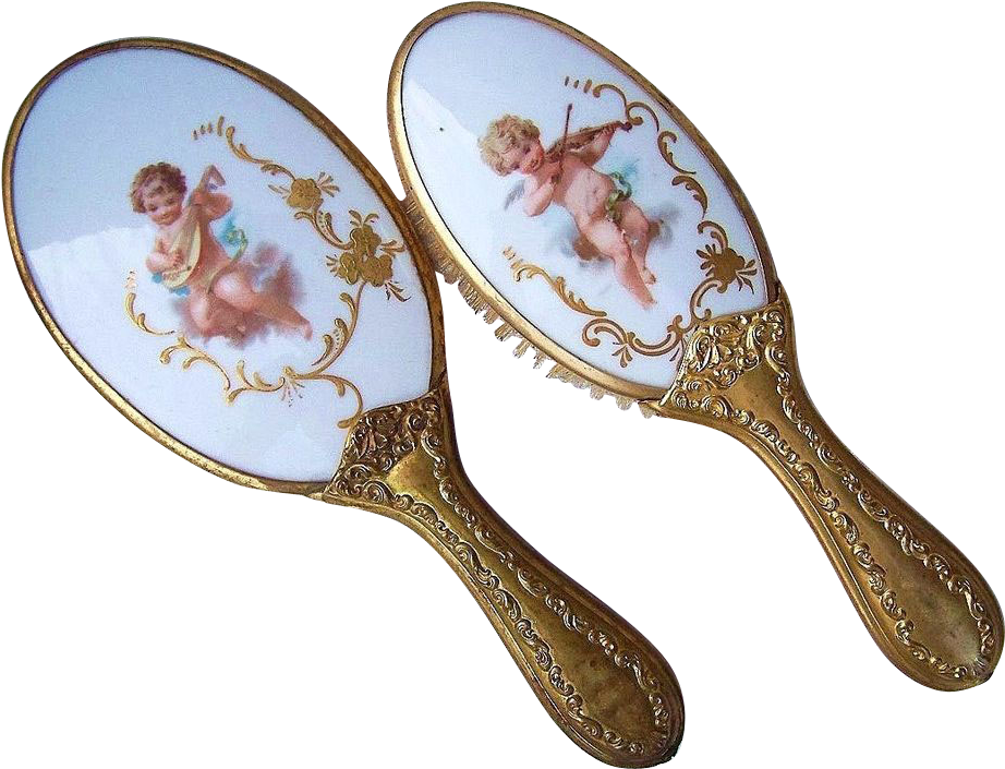 Gorgeous Limoges 1900's Matched Pair "cherubs" Hand - Wooden Spoon Clipart (921x921), Png Download