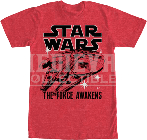 The Force Awakens Millennium Falcon T Shirt - Red Vintage T Shirt Clipart (605x605), Png Download