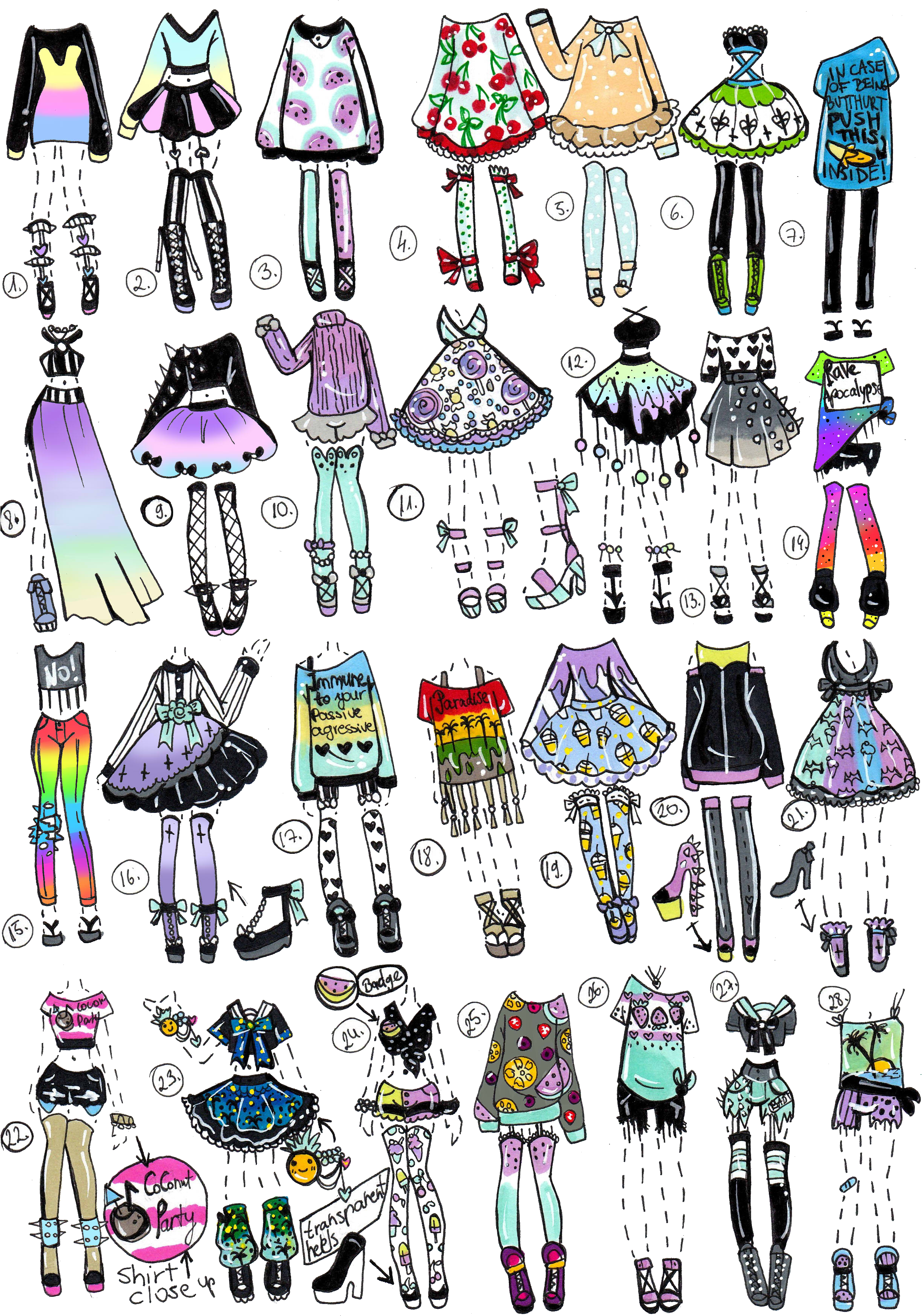 Closed Pp Clothes By - Draw Your Oc Outfits Clipart (2478x3508), Png Download