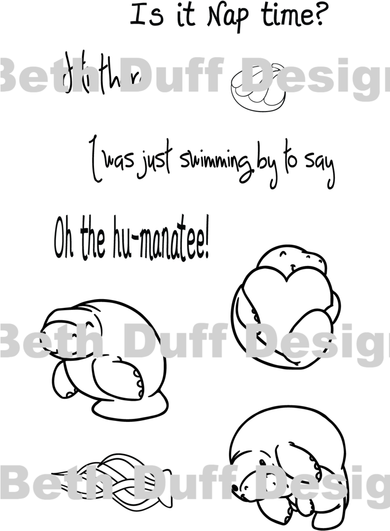 Manatee , Png Download - Cartoon Clipart (801x1090), Png Download