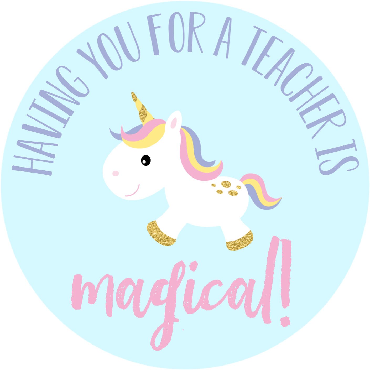 Unicorn Teacher Gift Tags - Cartoon Clipart (1500x1500), Png Download