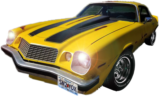 Photoshop Cut Out Of A Yellow 70s Chevrolet Camaro - First Generation Ford Mustang Clipart (811x497), Png Download