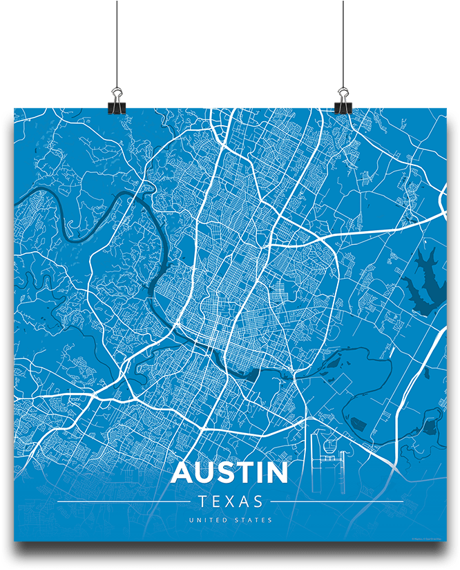 Premium Map Poster Of Austin Texas - Graphic Design Clipart (683x1024), Png Download