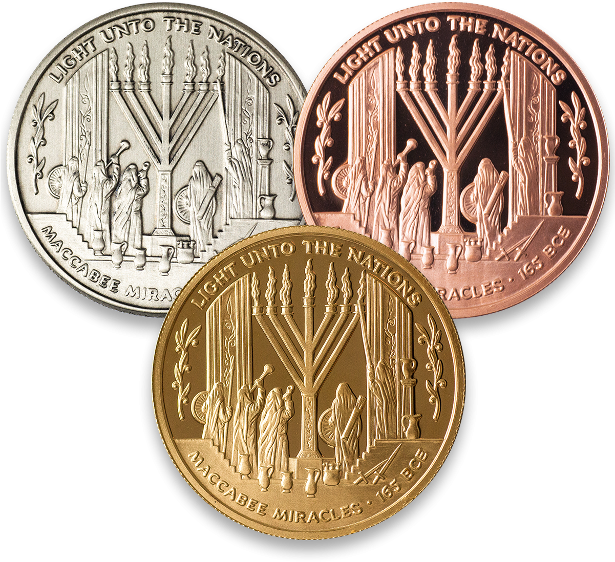 'maccabee Miracles' Tricolor 3-coin Set - Coin Clipart (1200x1200), Png Download