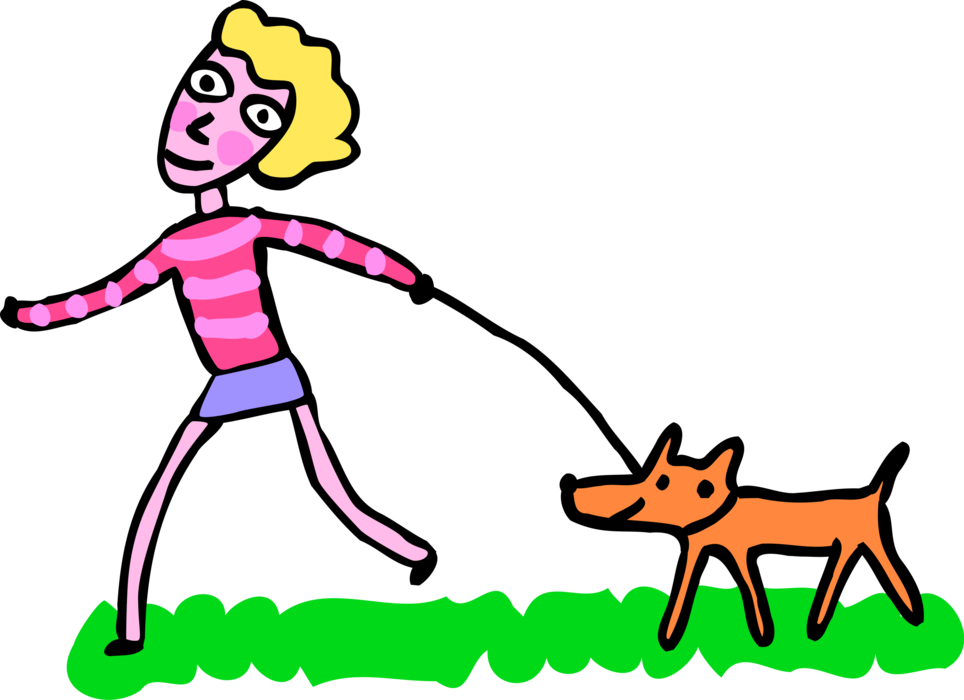 Vector Illustration Of Adolescent Girl Walking Family Clipart (964x700), Png Download