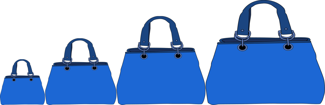 Anatomy Of A Handbag Part - Handbag Size Chart Clipart (1130x365), Png Download