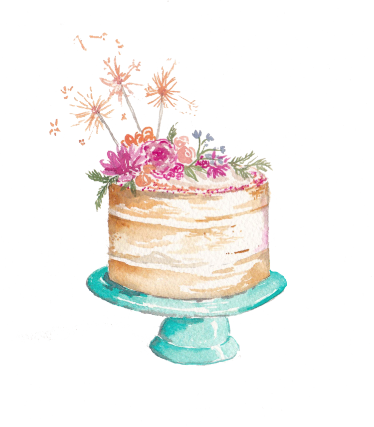 Chalk Cake Png - Transparent Background Watercolor Cake Png Clipart (750x856), Png Download