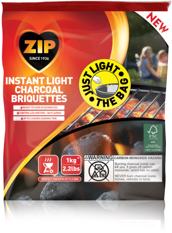 Zip Instant Light Charcoal Briquettes - Charcoal Briquettes Uk Clipart (500x651), Png Download
