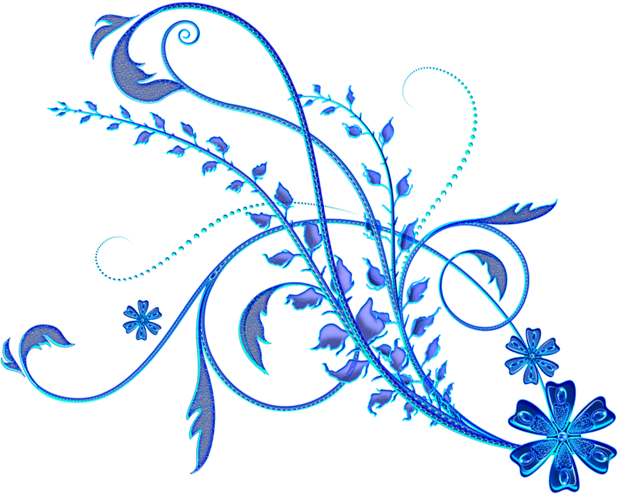 Blue Floral Ornament Png Picture - Blue Flower Design Png Clipart (913x736), Png Download