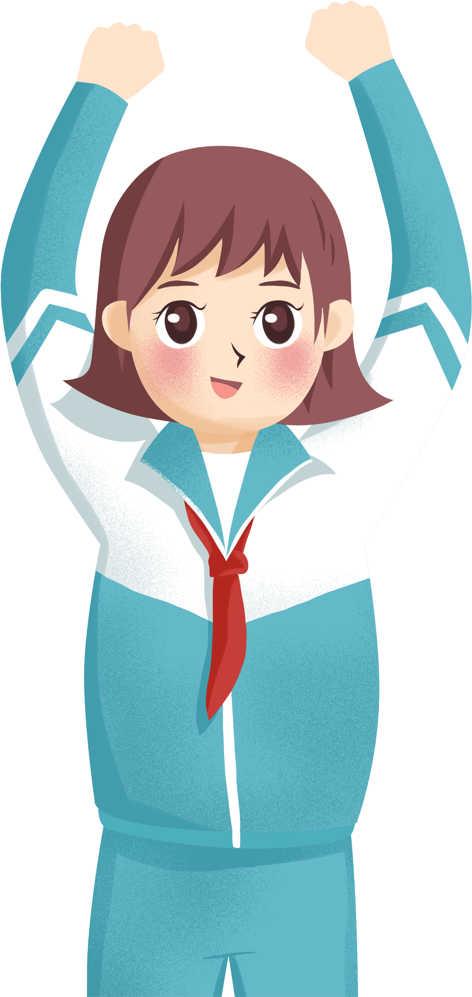 Cartoon Raising Hands Girl High School Student Png - Cartoon Clipart (2000x2000), Png Download