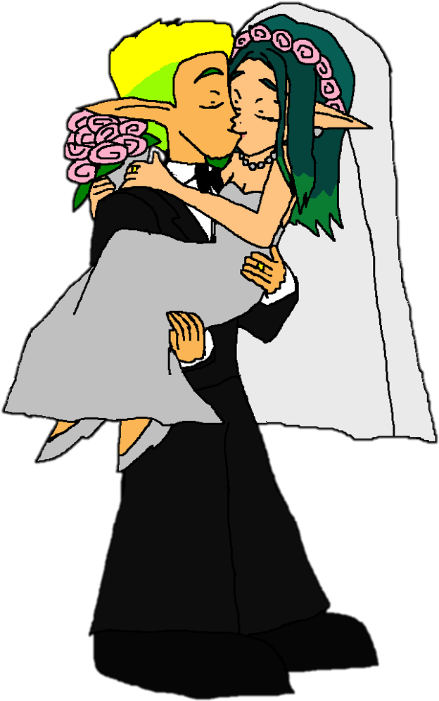 Keira Hagai Images Jak And Keira Hagai Wedding Kiss - Cartoon Clipart (686x1125), Png Download
