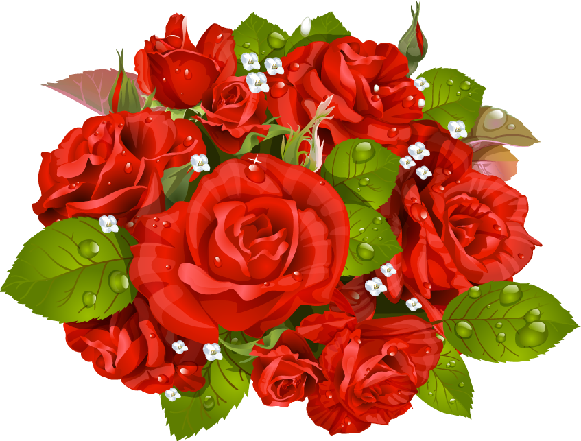 Bouquet Vector Valentine Flower - Bouquet Of Roses Vector Clipart (847x643), Png Download