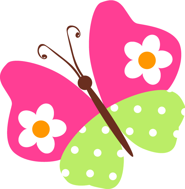 Mariposa Floreada Applique Designs, Applique Patterns, - Borboleta Rosa E Verde Clipart (631x644), Png Download