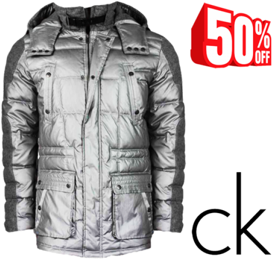 ~calvin Klein Exclusive Nylon Silver Puffer Jacket - Calvin Klein Silver Jacket Clipart (600x600), Png Download