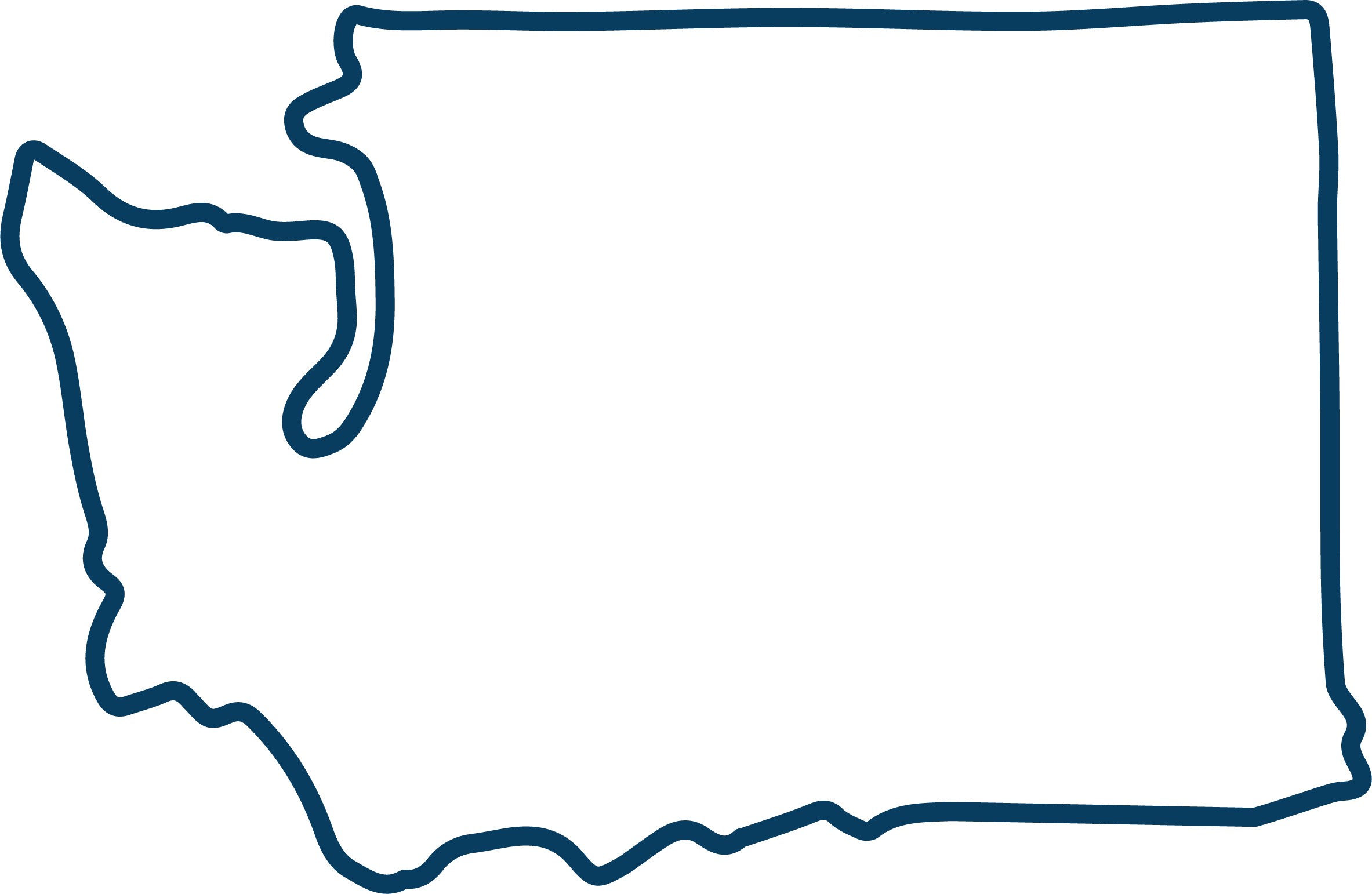 Washington State Outline Blue2 Clipart (2366x1542), Png Download