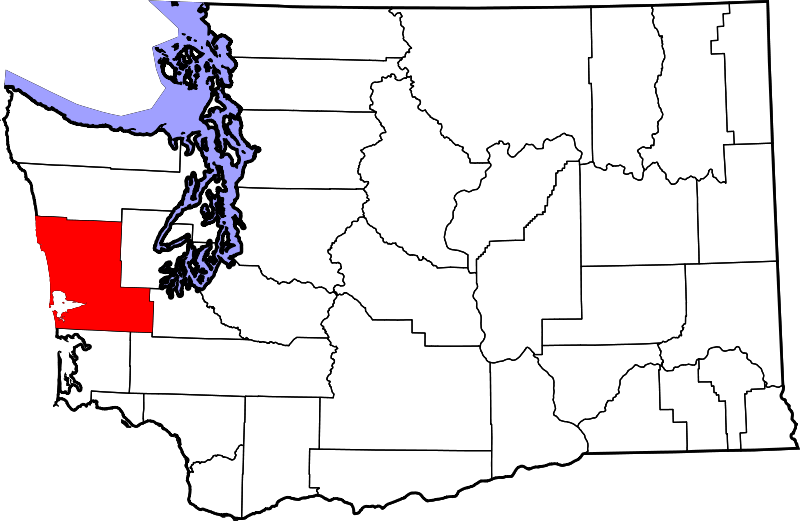 Map Of Washington Highlighting Grays Harbor County - Washington State County Outline Clipart (800x521), Png Download