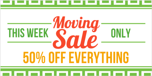 Moving This Week 50 Percent Off Sale Banner - Printing Clipart (560x560), Png Download
