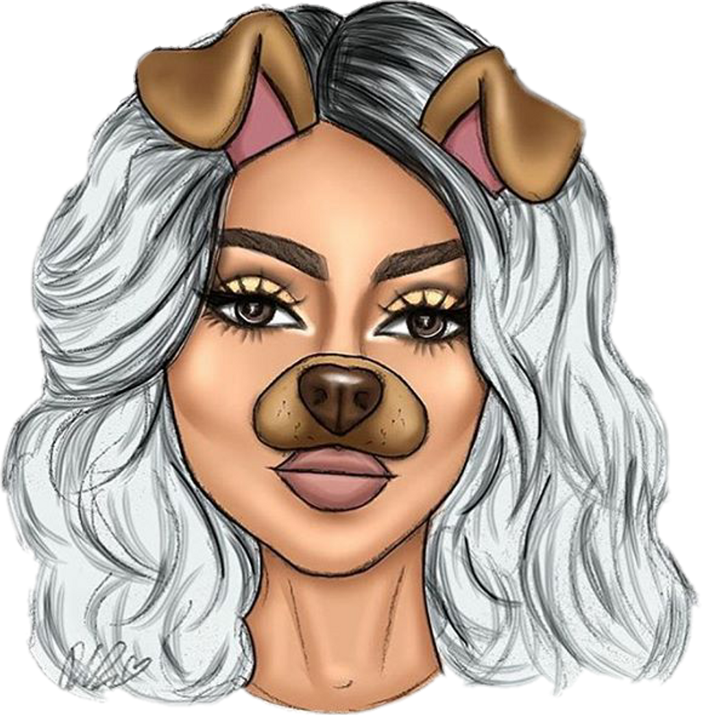 Girls With Snapchat Filters Drawings Clipart (1024x1043), Png Download