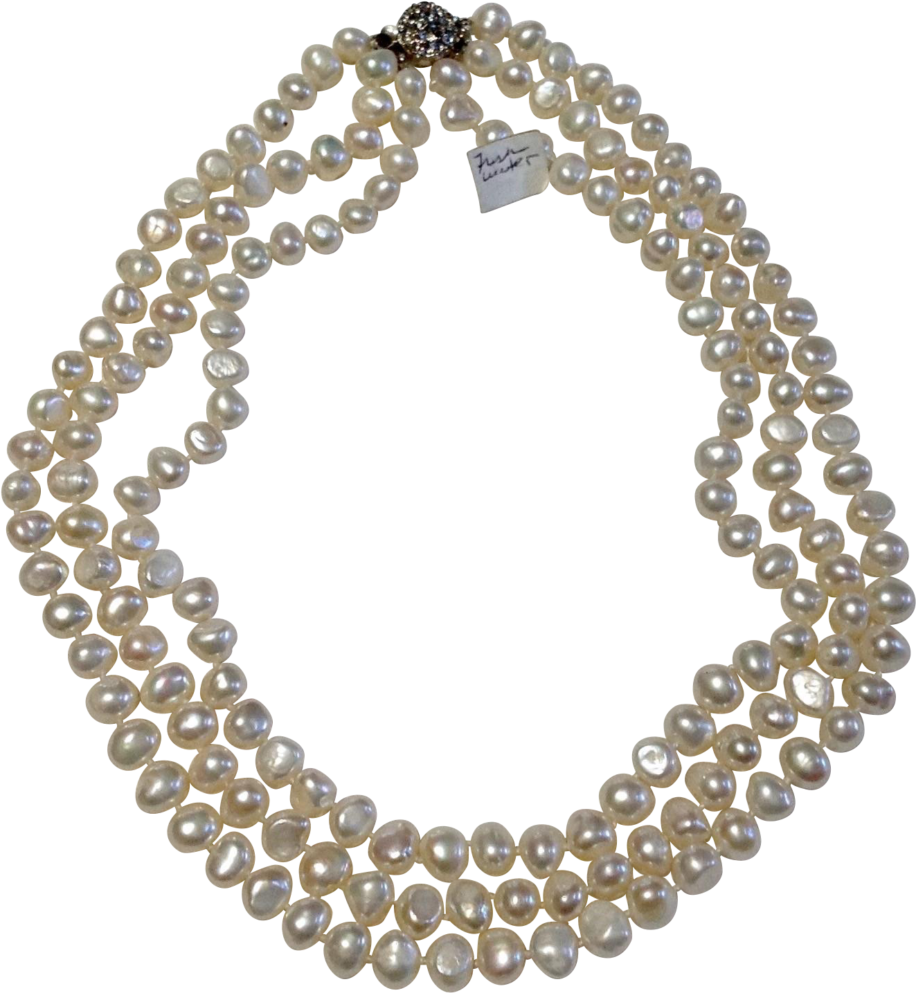 Vintage Triple Strand Cultured Freshwater Potato Shaped - Necklace Clipart (1434x1434), Png Download