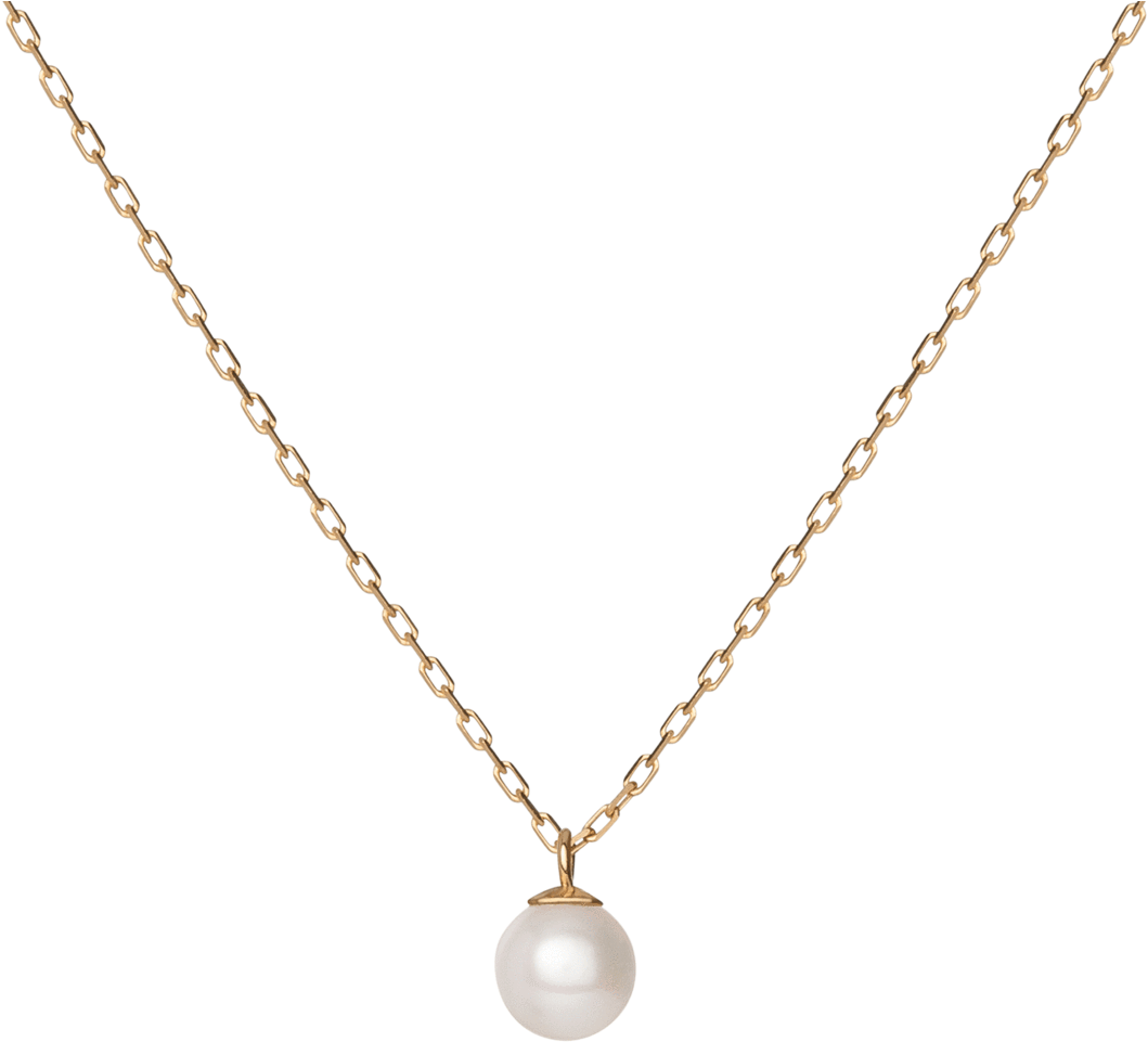 Simple Pearl Necklace Yellow Gold Vermeil 14k Yellow - Simple Necklace Clipart (1200x1200), Png Download