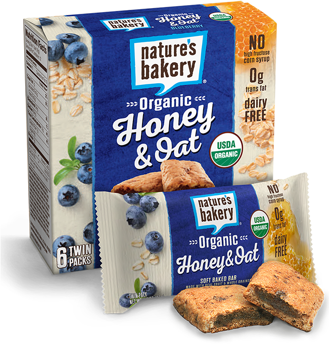 Oatmeal Clipart Breakfast Bar - Nature's Bakery Organic Honey And Oat - Png Download (650x699), Png Download