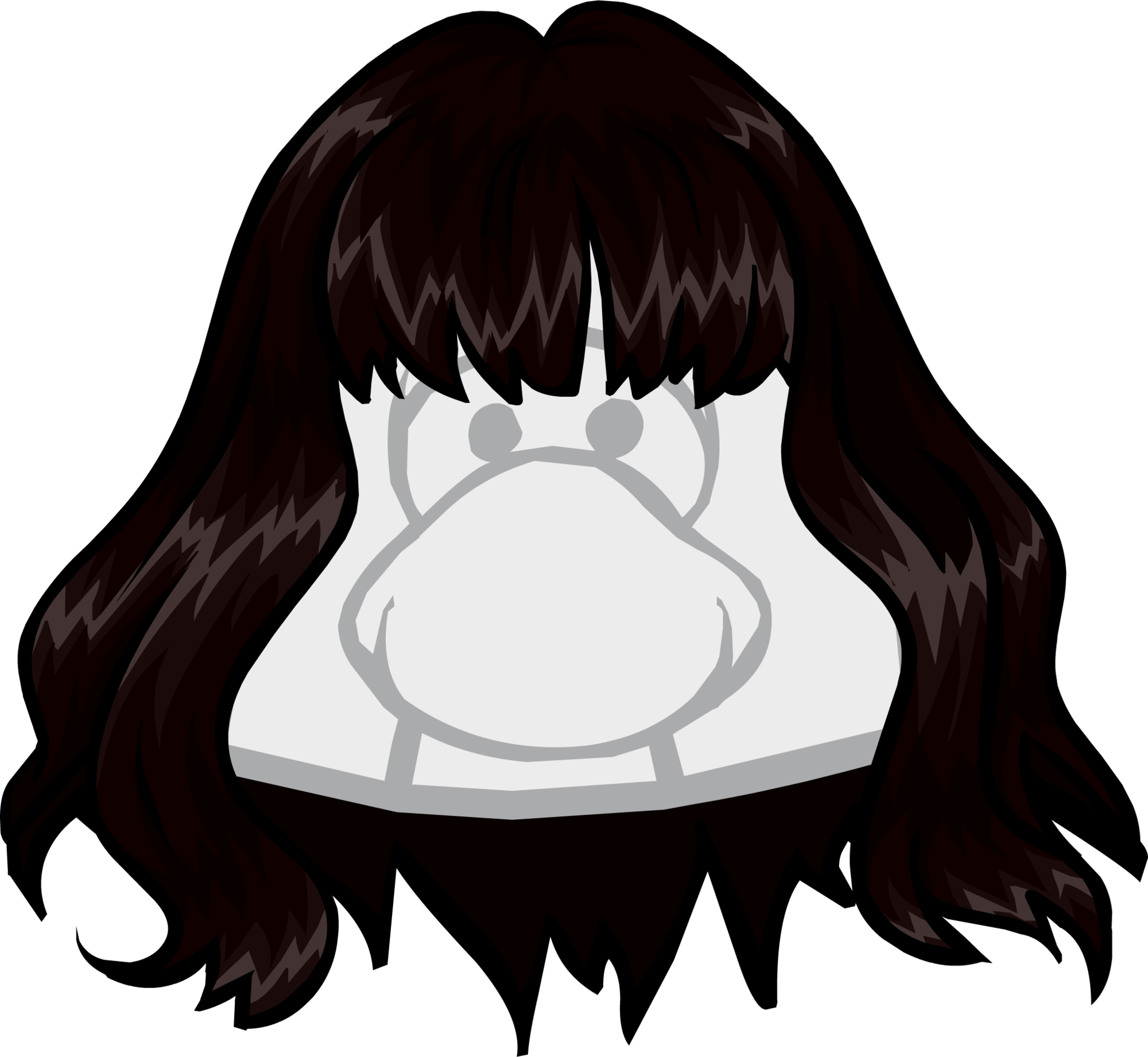 Wig Clipart Hippie Hair - Club Penguin Black Hair - Png Download (2000x1841), Png Download