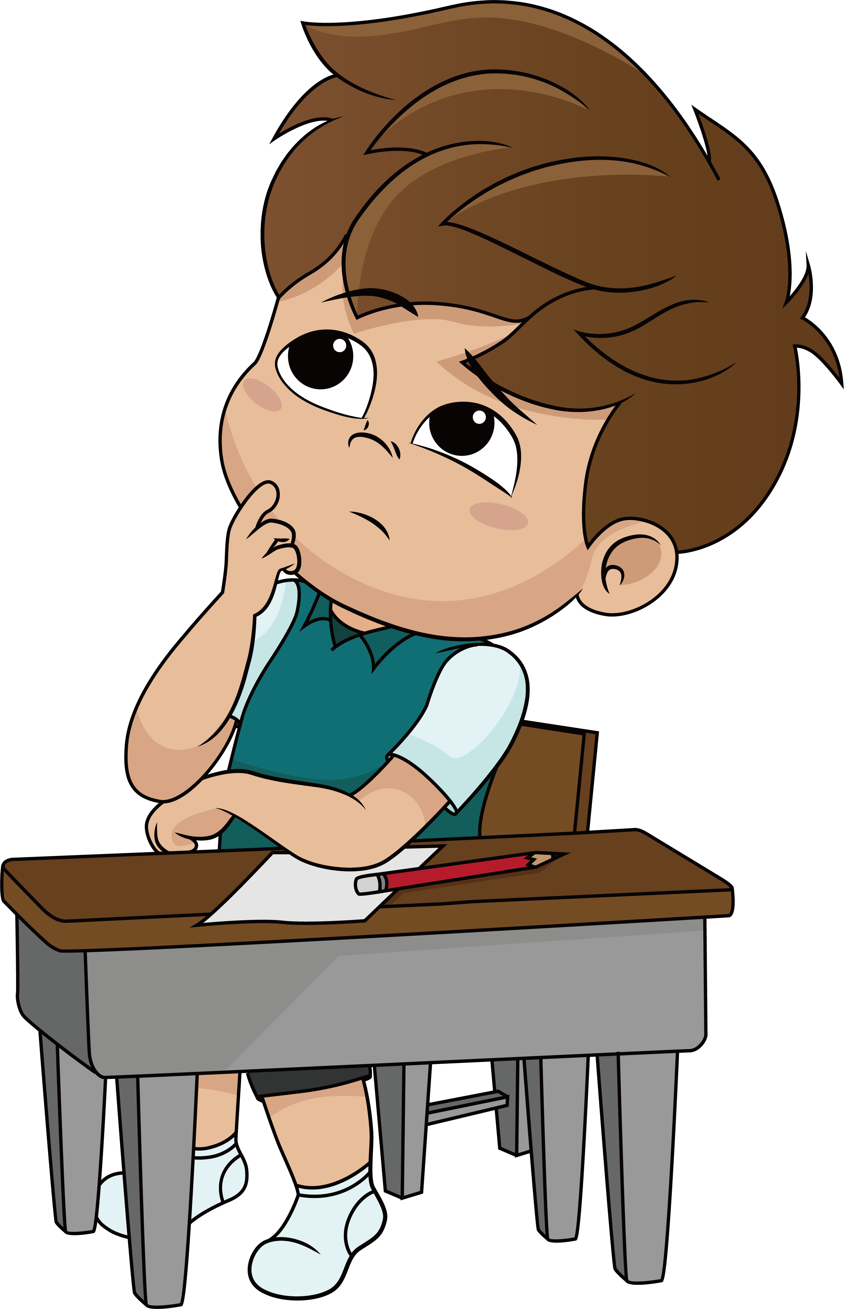 Boy Thinking Png - Kid Thinking Cartoon Clipart (2941x4562), Png Download