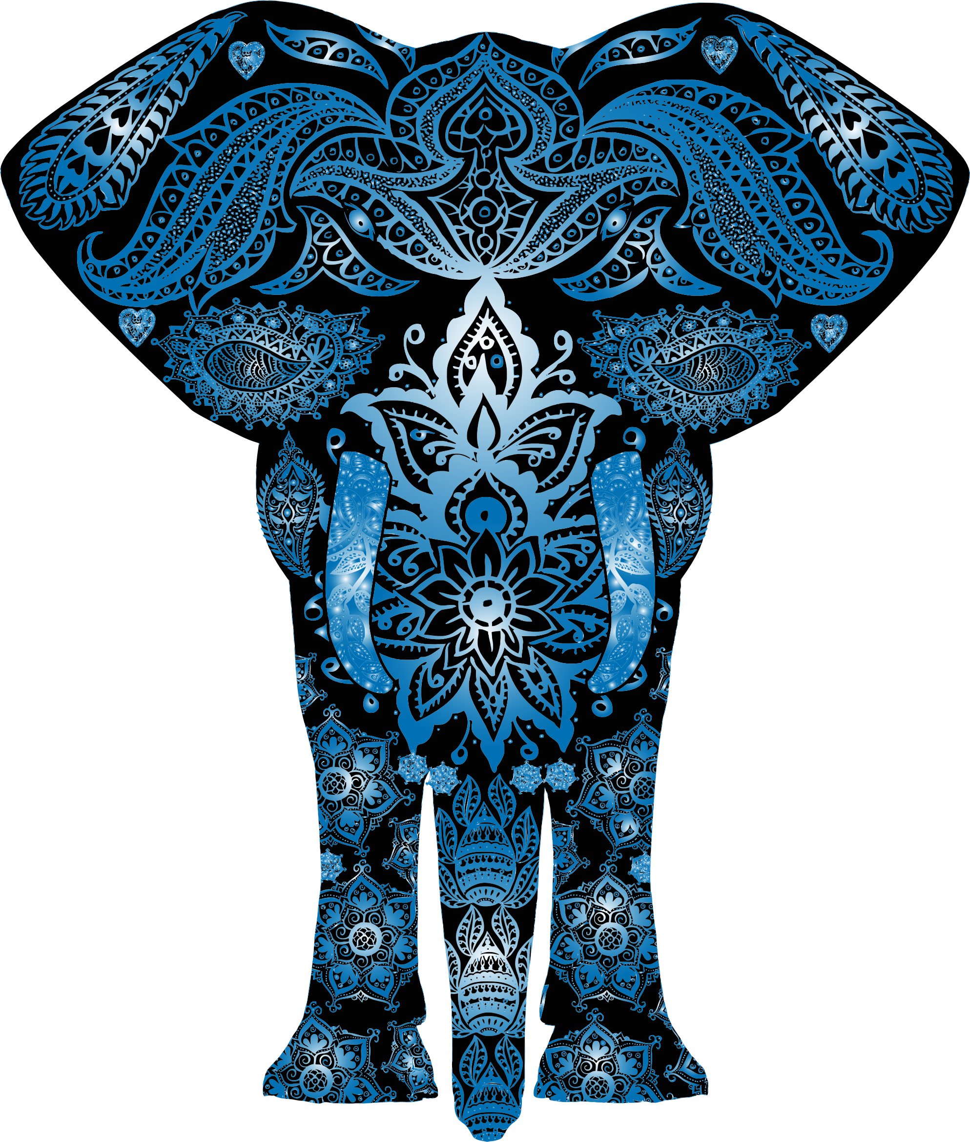 Elephant Clip Art Tribal - Elephants Blue - Png Download (1987x2339), Png Download