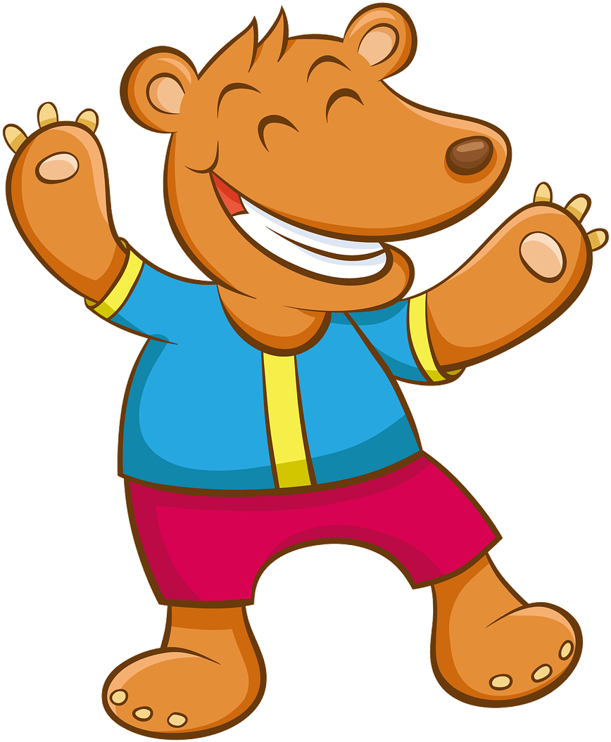 Cartoon Hand-painted Bear - Cartoon Animal Waving Transparent Clipart (952x1280), Png Download