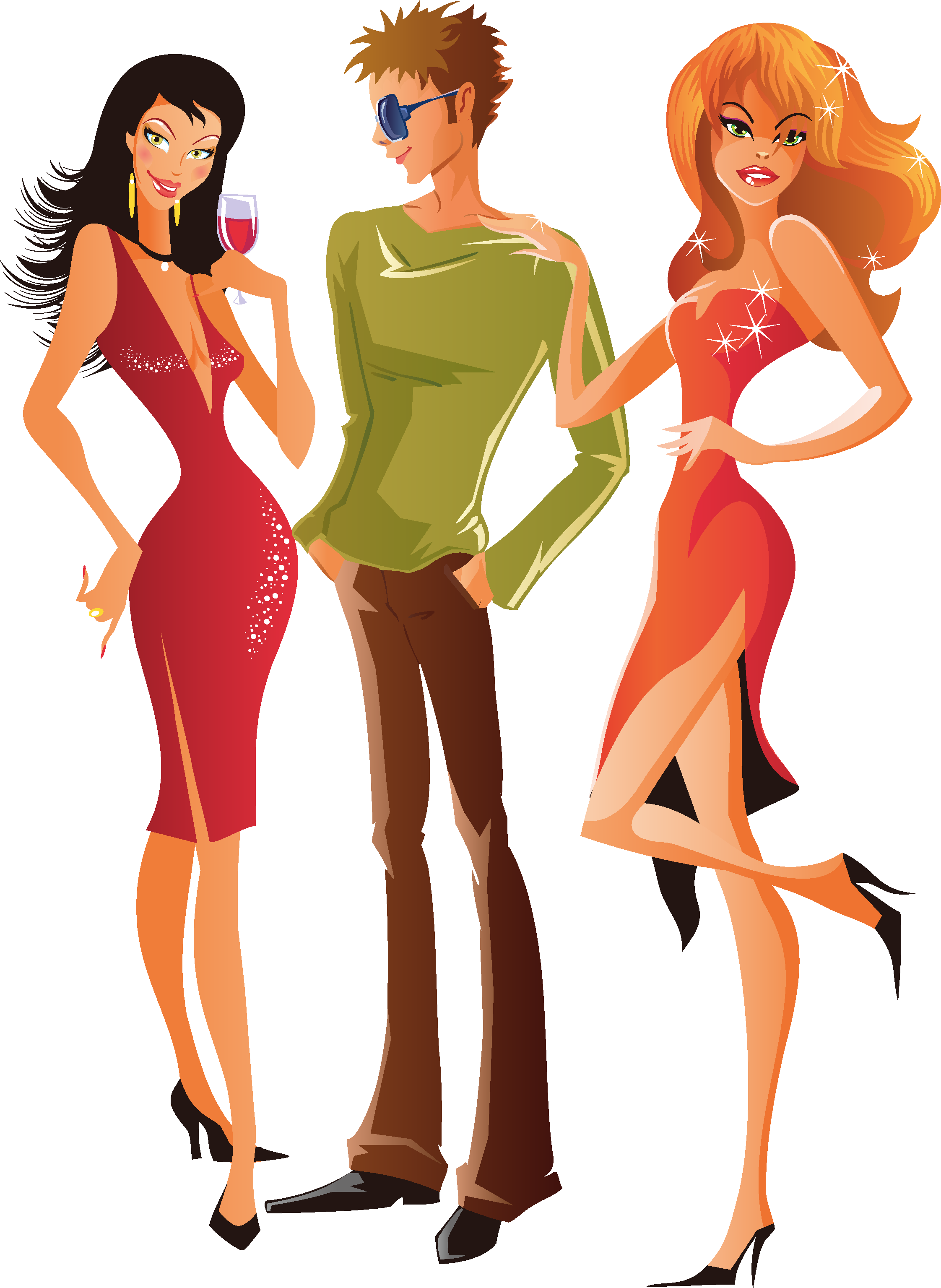 Clip Art Men And Women Transprent Png - Fashionable Men Cartoon Png Transparent Png (2244x3071), Png Download