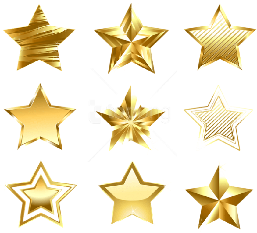 Free Png Download Transparent Golden Stars Set Clipart - Gold Stars Transparent Free (850x774), Png Download