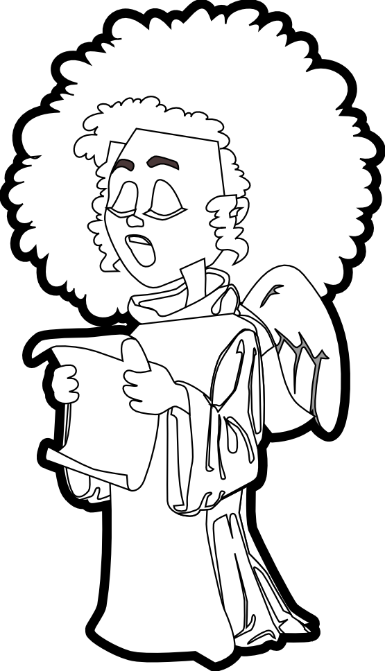 Angel Sing Xmas Christmas Black White Inkscape Adobe - Clip Art - Png Download (555x968), Png Download