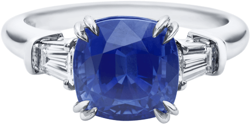 Gemstone Diamond Fine Jewelry Harry Winston Classic - Harry Winston Cushion Cut Sapphire Micropavé Ring Clipart (1200x800), Png Download
