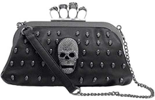 Double Trouble Skull Clutch With Brass Knuckle Handle - Skull Purse With Brass Knuckles Clipart (600x800), Png Download