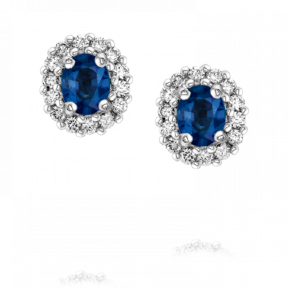 Sapphire Diamond Cluster Earrings - Earrings Clipart (960x960), Png Download