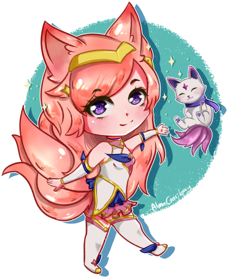 Chibi Star Guardian Ahri By Almagkrueger Hd Wallpaper - Chibi League Of Legends Star Guardian Clipart (517x700), Png Download