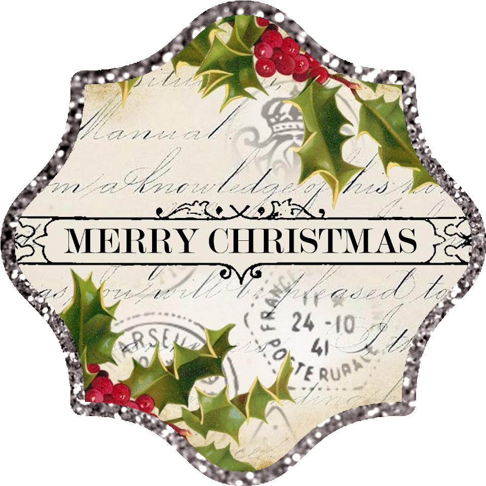 Silver Glitter Border ~ Approx 3" Christmas Tag/label Clipart (1008x1016), Png Download