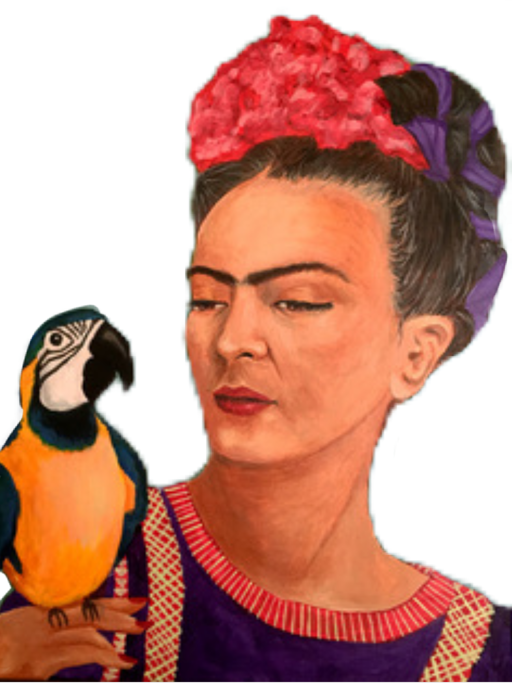 #frida Kahlo - Macaw Clipart (1020x1360), Png Download