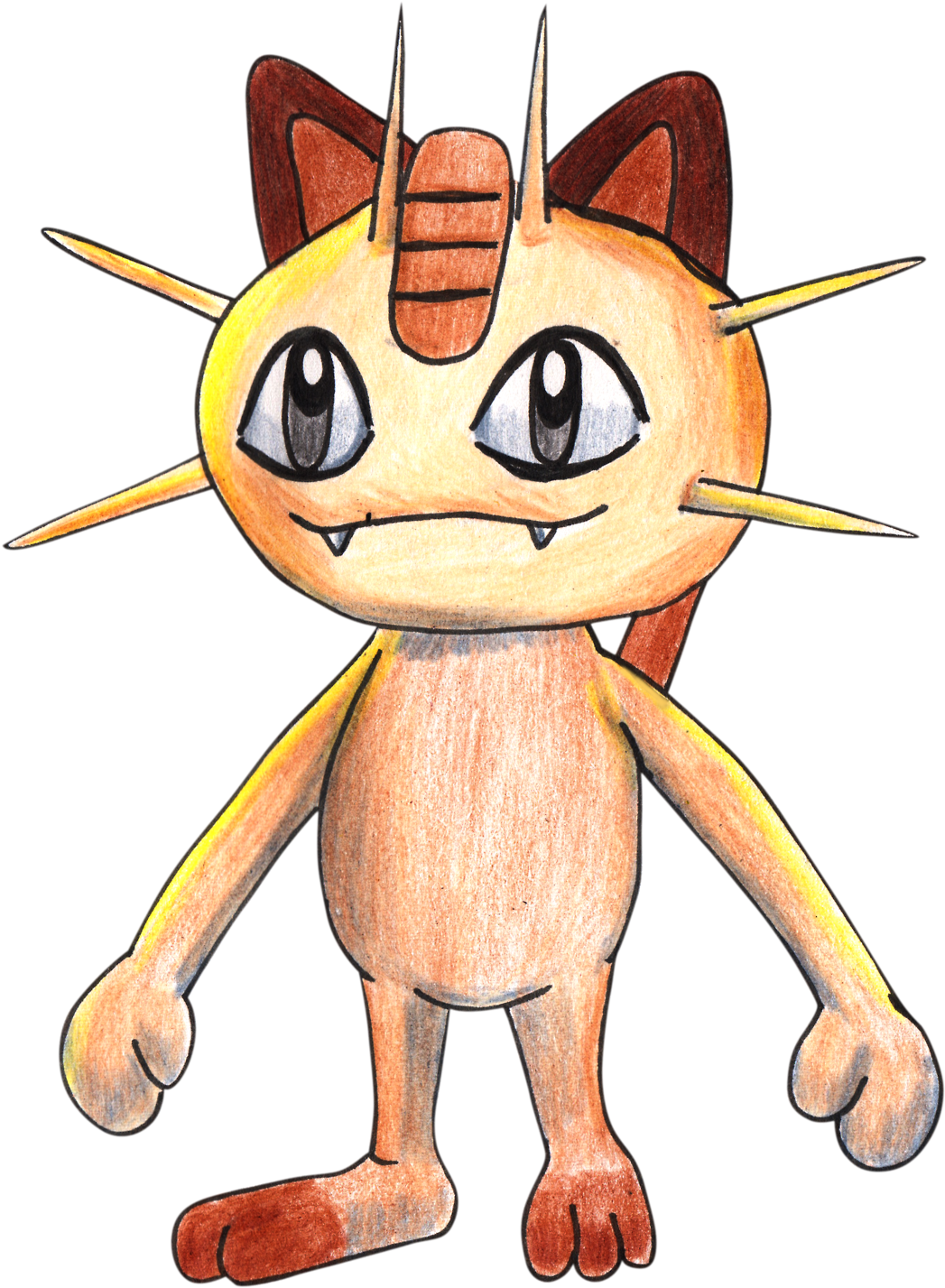 Meowth From Pokemon Go With Color Pencils [time Lapse] Clipart (1047x1427), Png Download