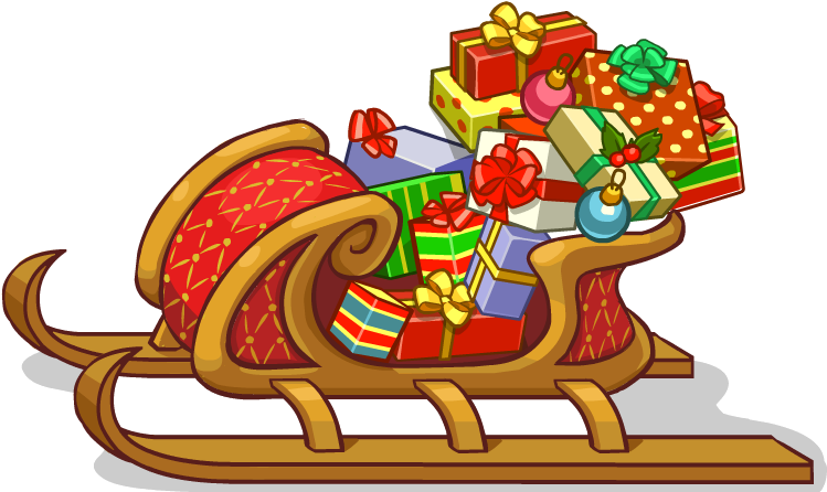 Santa Sled Cartoon Png Clipart (804x649), Png Download