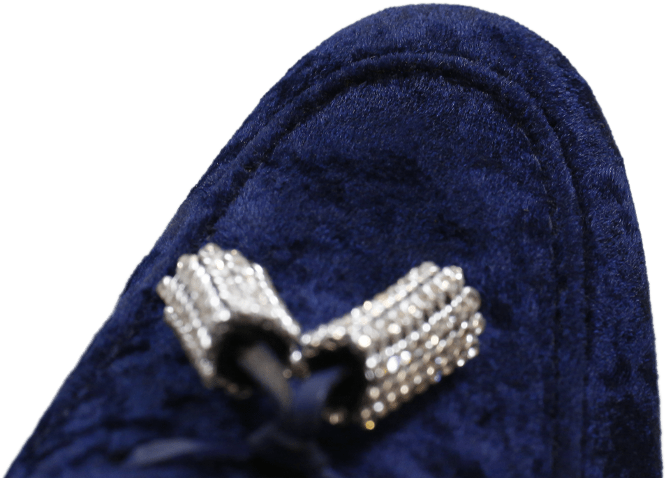 Loafers Claire 10 Velvet Navy Tassel Stones - Beanie Clipart (1024x1024), Png Download