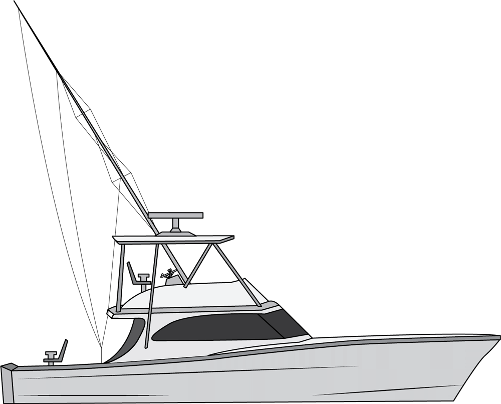 Types Of Fishing Boats - Offshore Fishing Boat Drawing Clipart (1000x806), Png Download