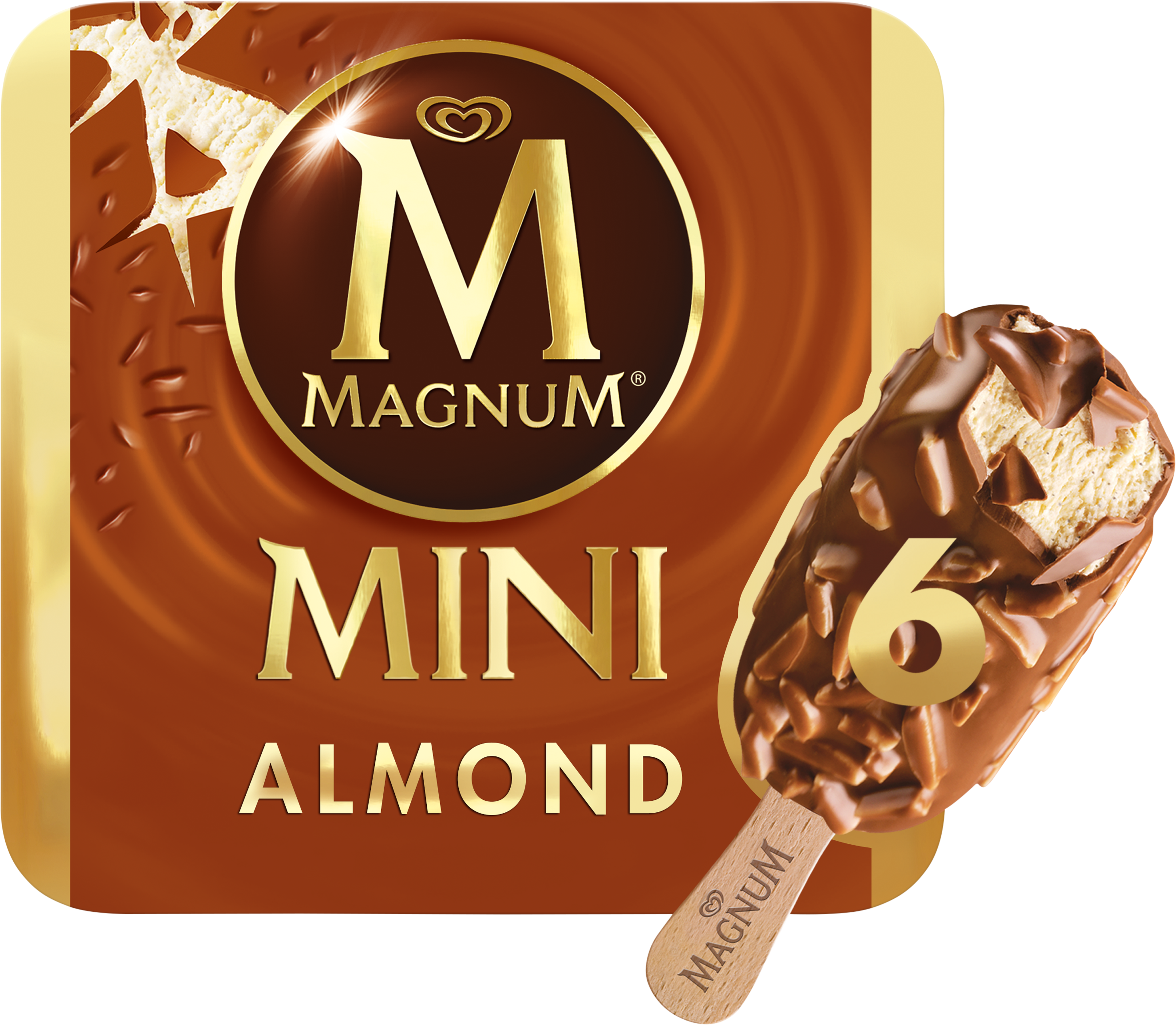 Magnum Mini Almond 6mp 8714100635650 1103157 1474112 - Magnum Ice Cream Mini Clipart (5000x5000), Png Download