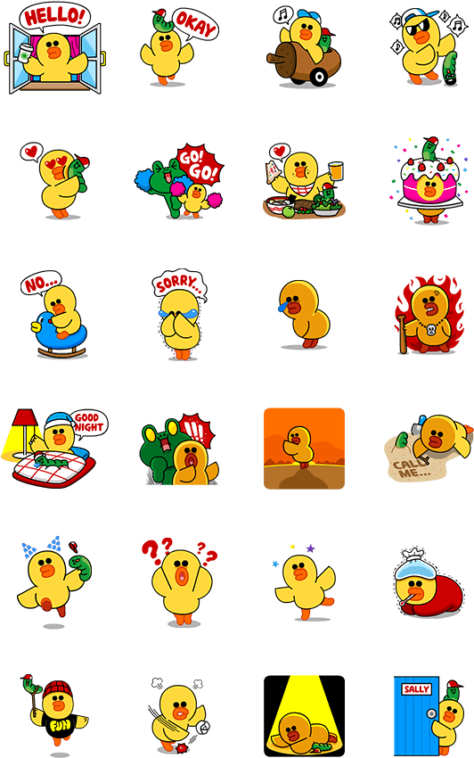 Go Go Tomboy Sally By Line - Sally Duck Line Stickers Clipart (562x900), Png Download