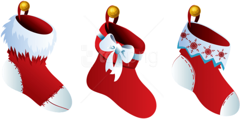 Free Png Transparent Three Christmas Stockings Png - Christmas Socks Clipart Png (850x440), Png Download