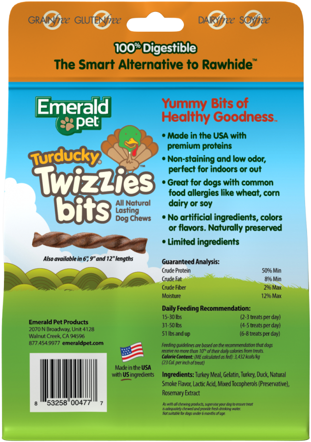 Emerald Pet Turducky Twizzies Bits Dog Treats - Paper Product Clipart (727x1000), Png Download