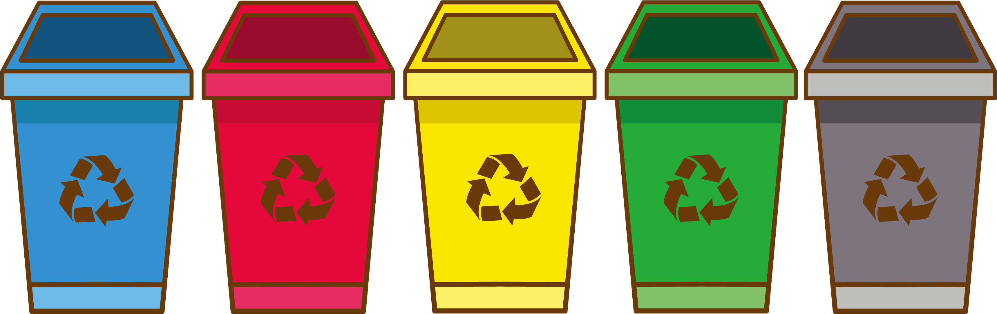 Bin Waste Container Trash Can Clipart (3566x1471), Png Download